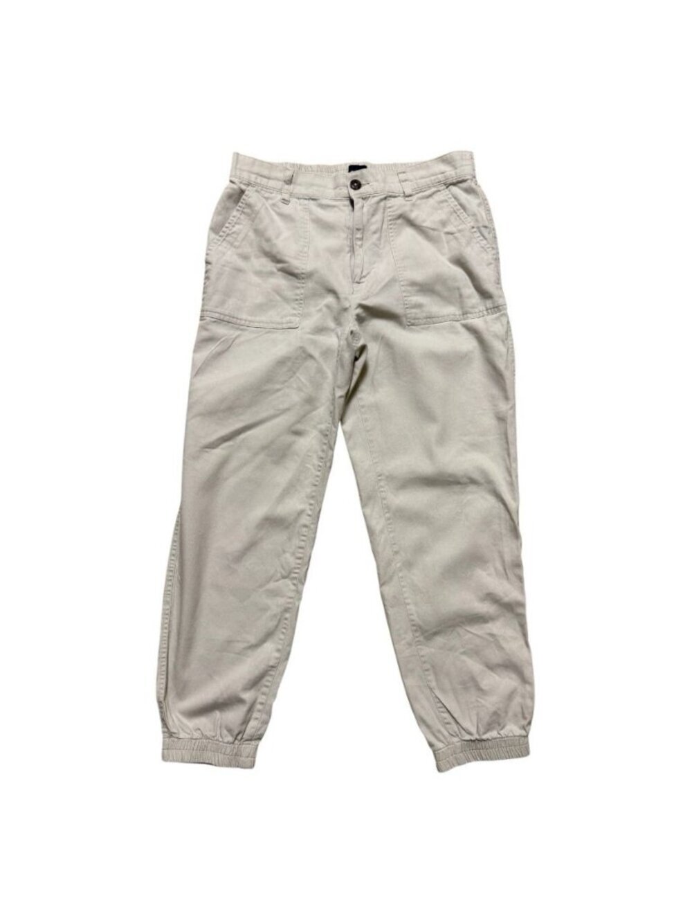 Gap Womens Jogger Pants Medium Ivory Pull On Elastic Waist Utility Casual Ankle